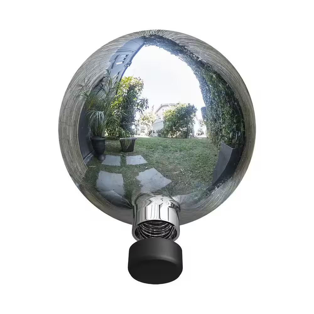 10 In. Diameter Indoor/Outdoor Glass Yard Decoration, Gazing Ball Green Silver