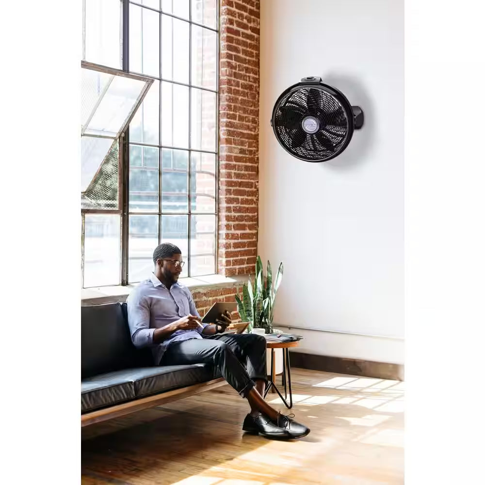 Cyclone 20 In. 3 Speed Air Circulator Floor Fan for Home in Black with Wall Mount Option, Pivoting Head and Carry Handle
