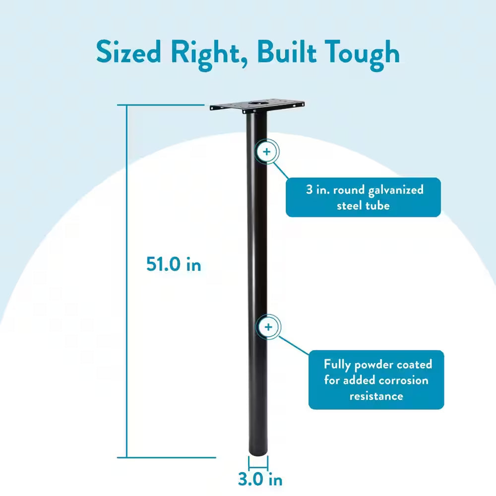 Pacifica In-Ground Steel Mailbox Post Black