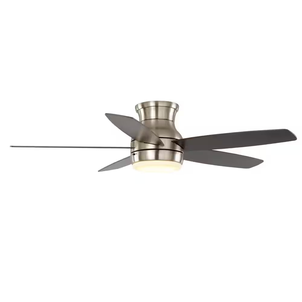 Ashby Park 52 In. White Color Changing Integrated LED Brushed Nickel Ceiling Fan with Light Kit and Remote Control