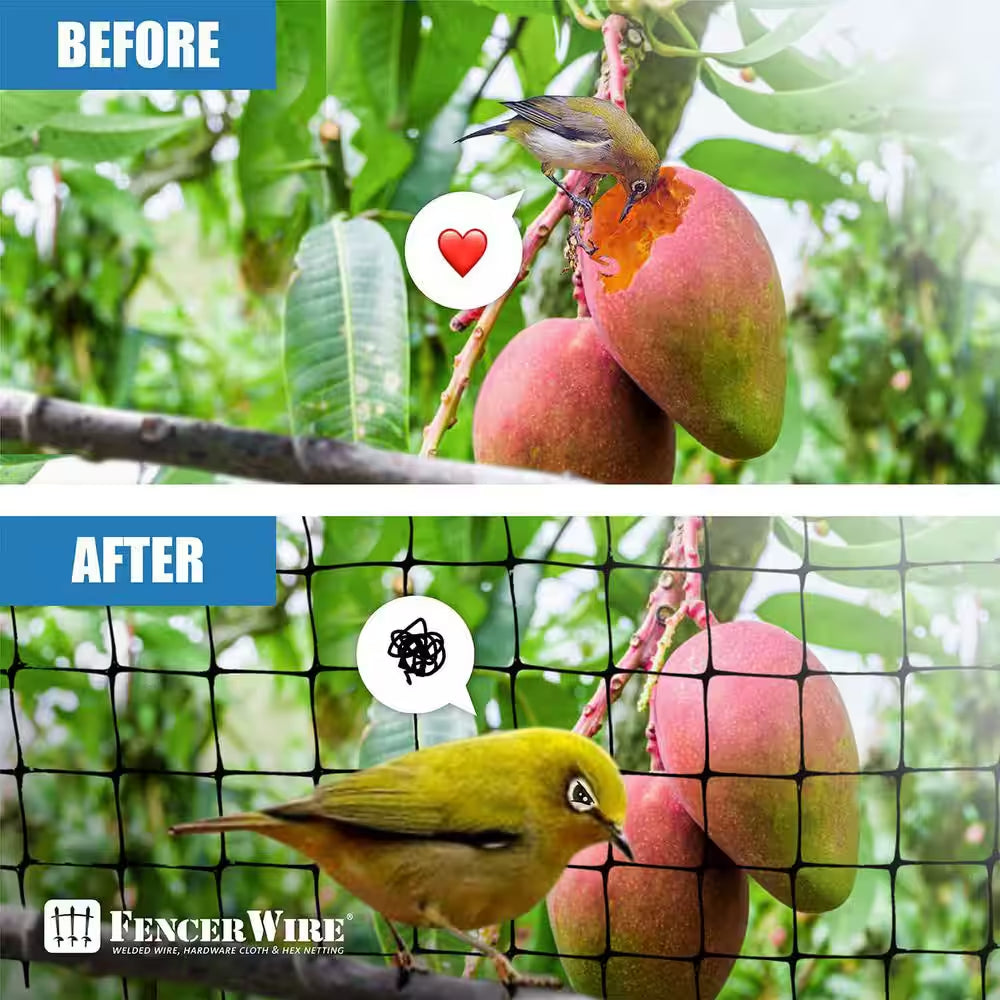 7 Ft. X 100 Ft. X 3/4 In. Black Plastic Bird Netting for Vegetable, Tree and Fruit