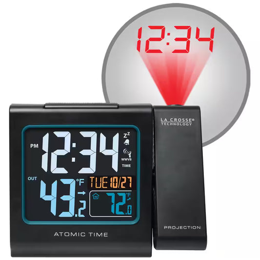 5 In. Color Projection Atomic Digital Alarm Clock with Outdoor Temperature
