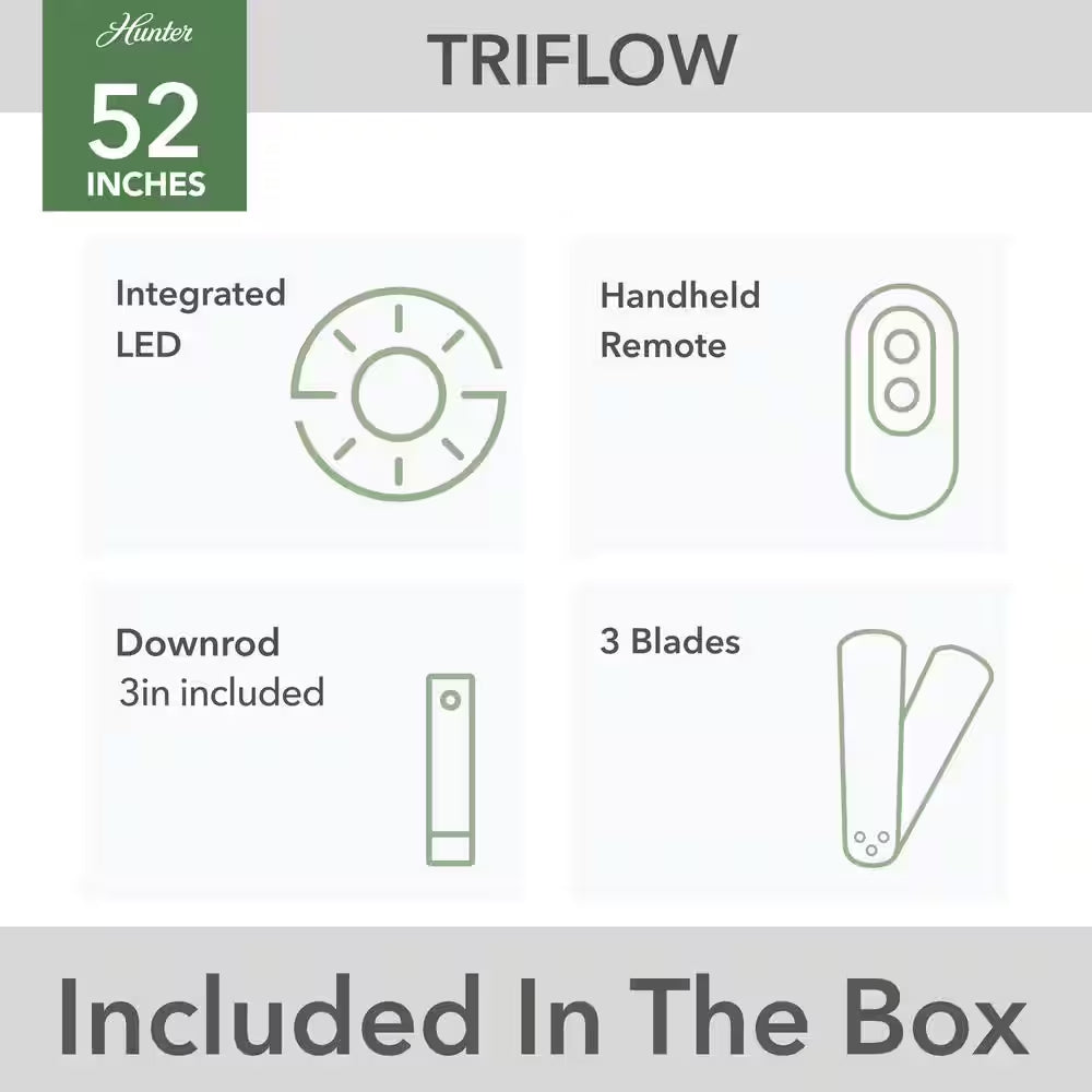 Triflow 52 In. LED Indoor/Outdoor Matte Black Ceiling Fan with Light Kit and Remote Included