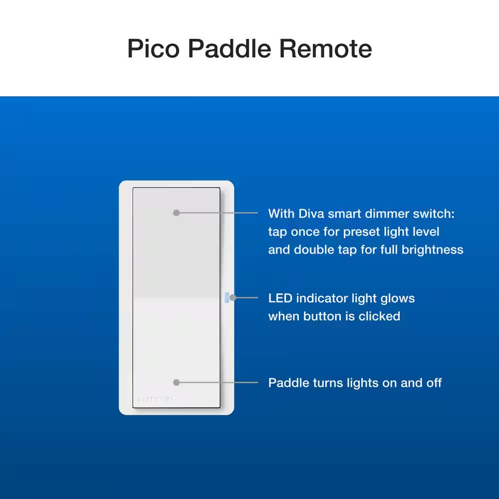 Pico Paddle Remote for On/Off Control of Caseta Smart Switches/Dimmers, Black (PJ2-P2B-GBL)