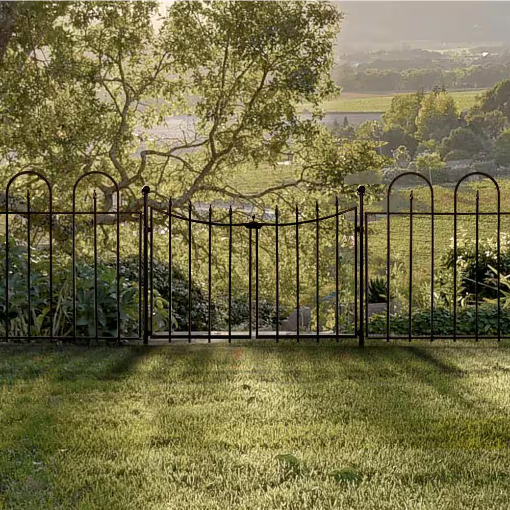 Empire/Westbrook 28 In. Black Steel Decorative Garden Fence Gate