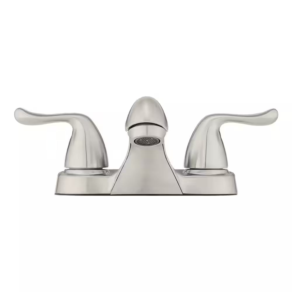 Constructor 4 In. Centerset Double Handle Low-Arc Bathroom Faucet in Brushed Nickel