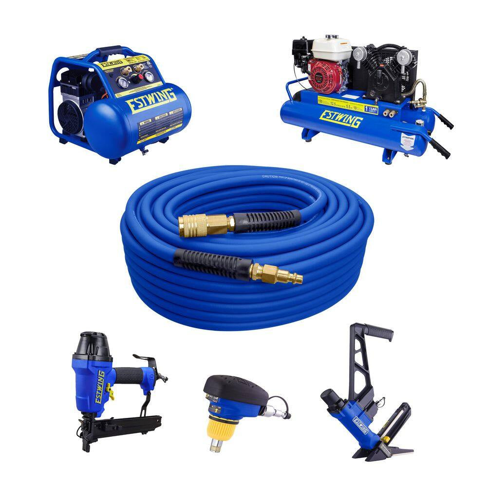 1/4 In. X 50 Ft. PVC / Rubber Hybrid Air Hose with Brass 1/4 In. NPT Industrial Fitting and Universal Coupler