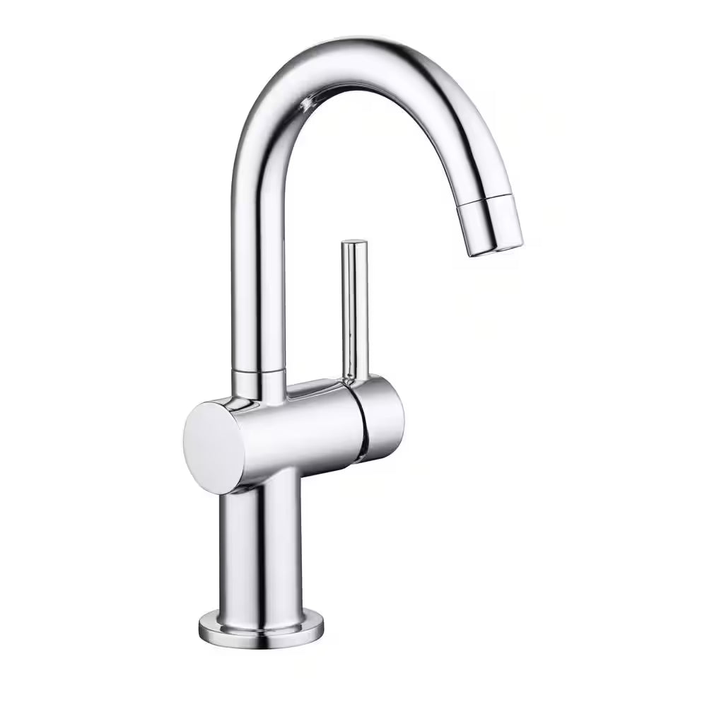 Dorind Single Hole Single-Handle Deck Mount High-Arc Bathroom Faucet in Polished Chrome
