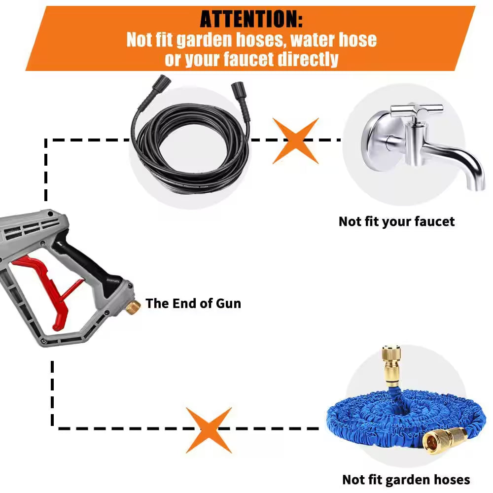 39 In. 5000-Psi Pressure Washer Gun with Extension Wand Replacement, M22 Power Washer Gun for Gutter Cleanning (Grey)