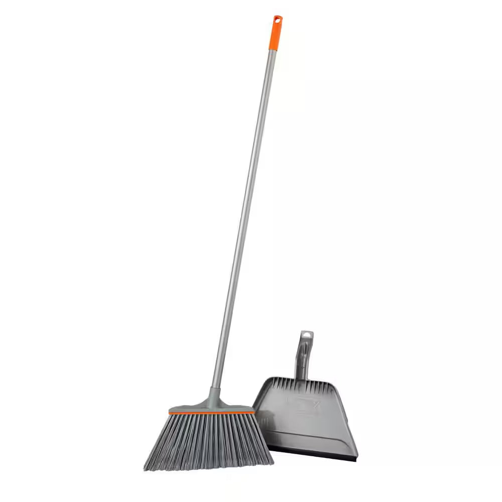 15 In. Angle Broom and Step-On Dustpan Set