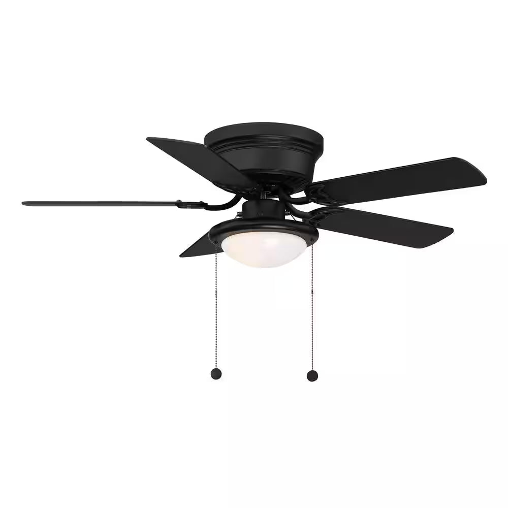 Hugger 44 In. LED Indoor Matte Black Ceiling Fan with Light Kit