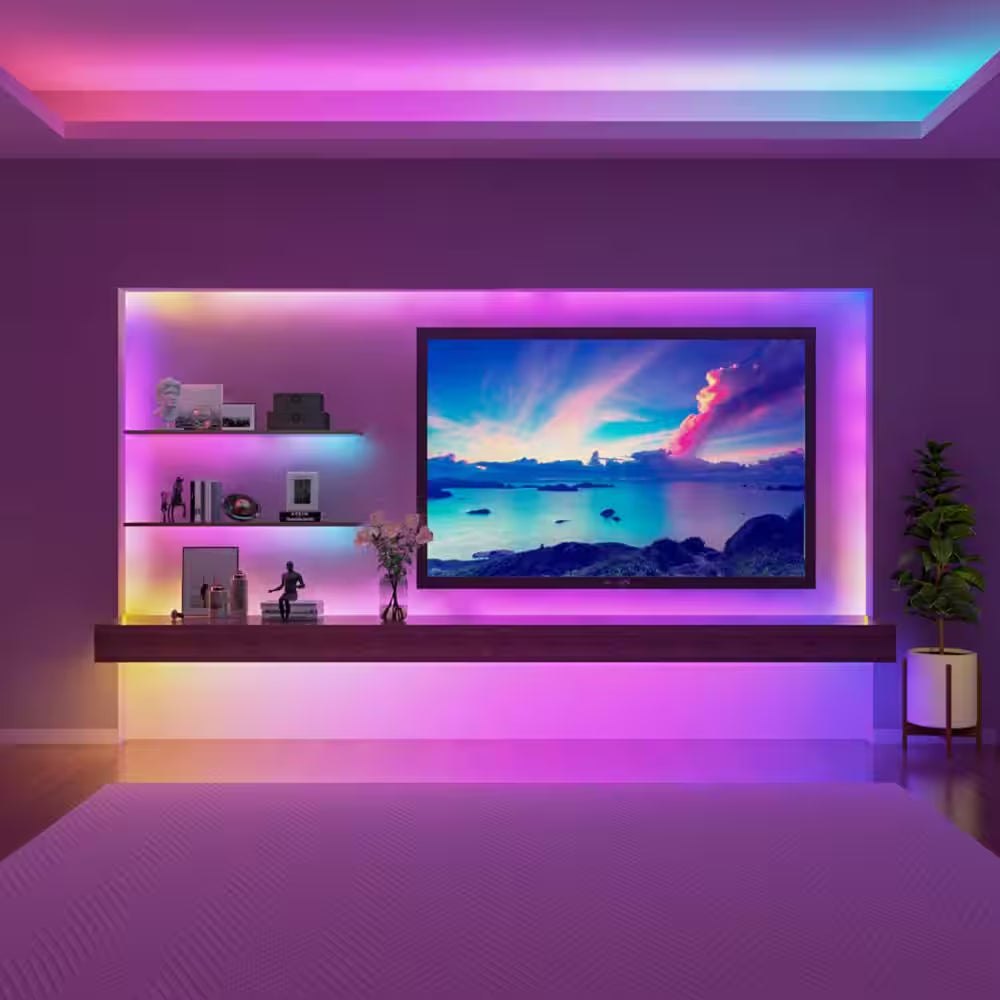 RGBIC Smart Integrated LED 24.6 Ft. Strip Light with 36 Watt Equivalent RGBWW Smart Light Bulb