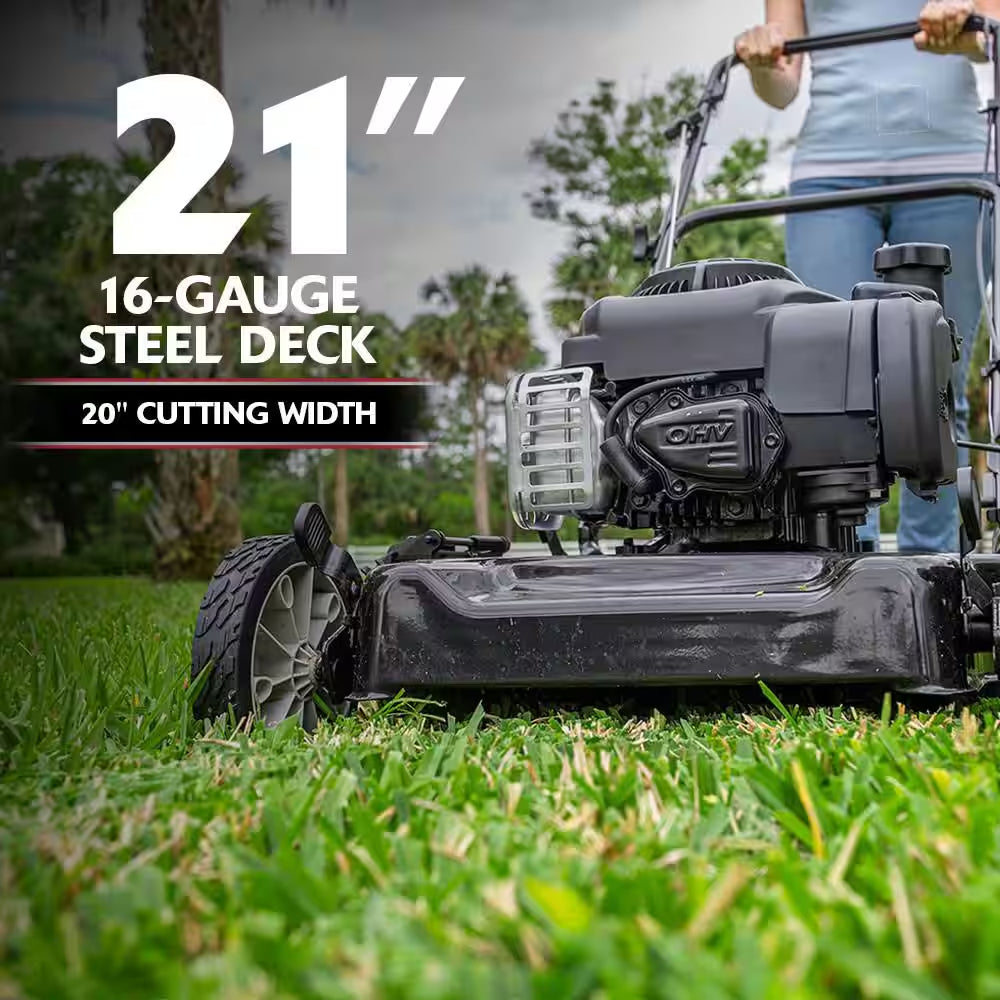 20 In. 125 Cc Briggs & Stratton Walk behind Gas Push Lawn Mower with 4 Wheel Height Adjustment and Prime 'N Pull Start