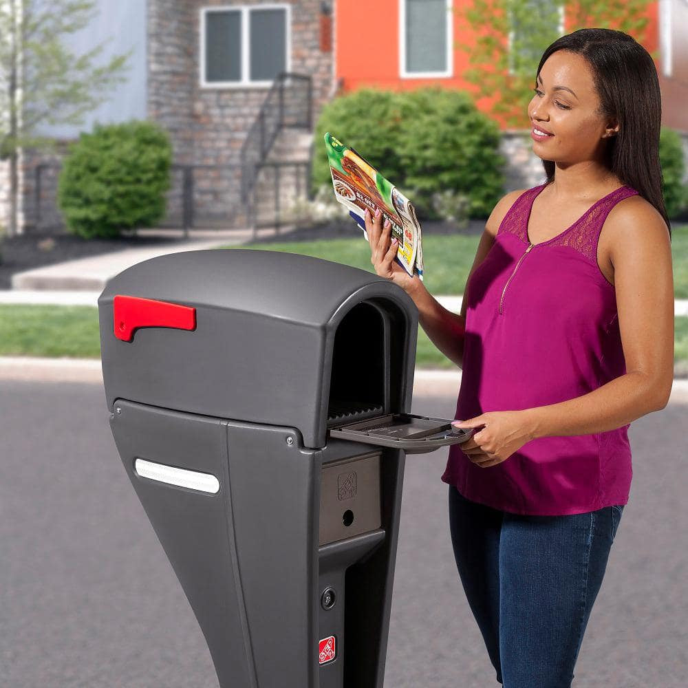 Mailmaster Streamline Large Resin Overpost Mailbox and Post Combo Gray