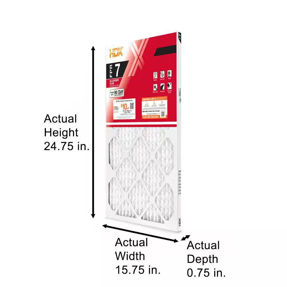 16 In. X 25 In. X 1 In. Allergen plus Pleated Furnace Air Filter FPR 7, MERV 11