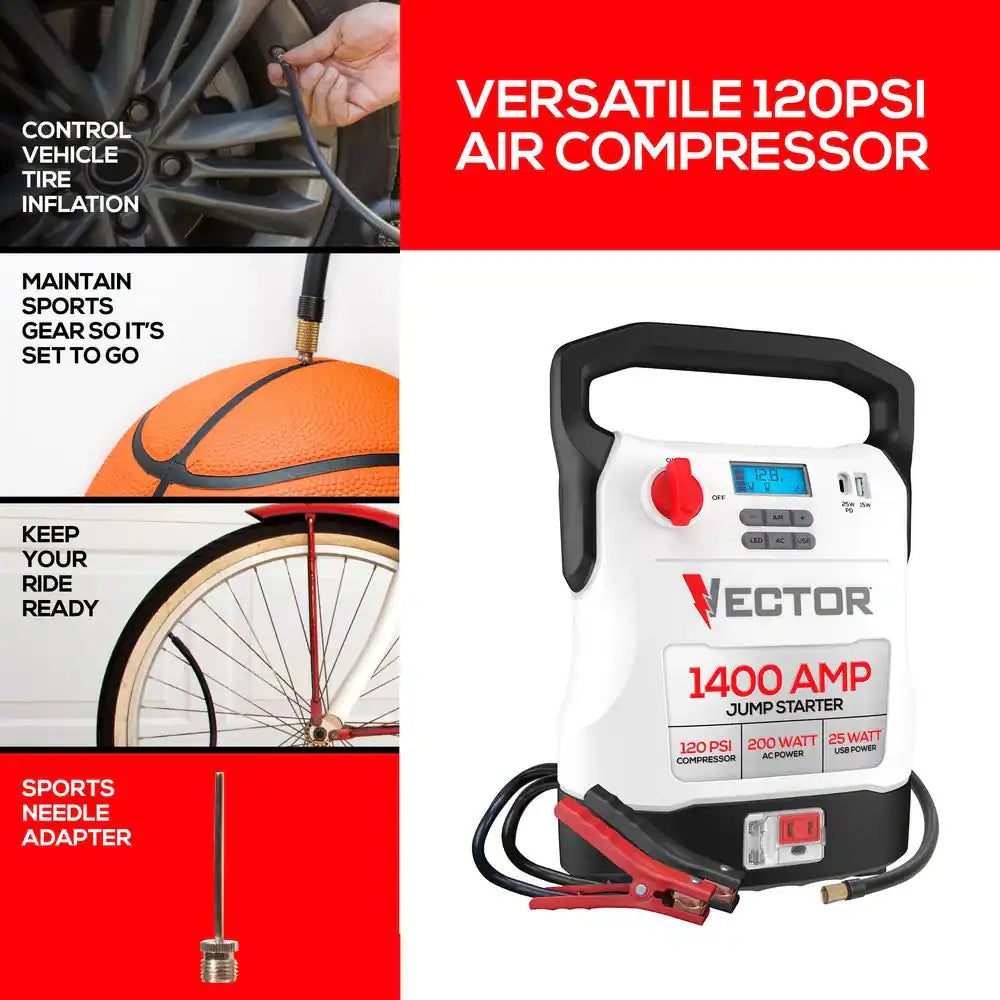 1400 Amp Jump Starter, Compressor, USB and AC Power