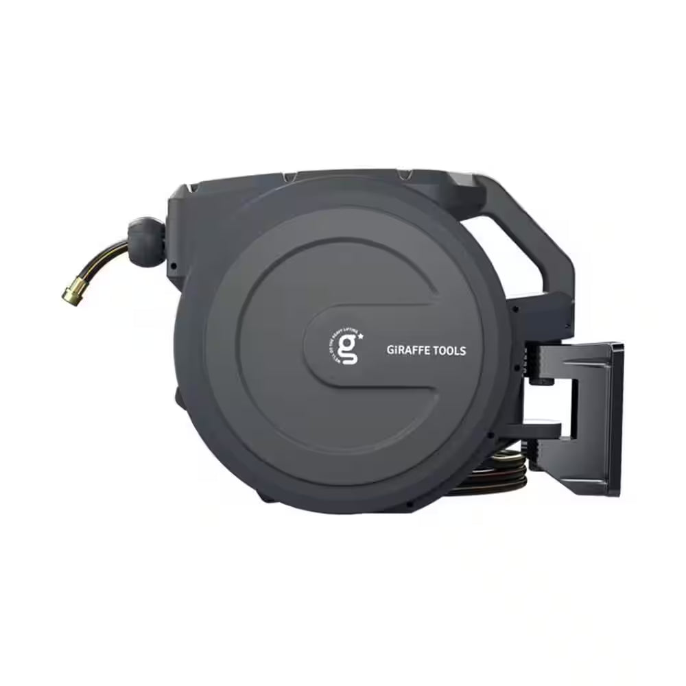 Garden Retractable Hose Reel-1/2 In.-78 Ft. Wall Mounted, Dark Grey, Metal Bracket