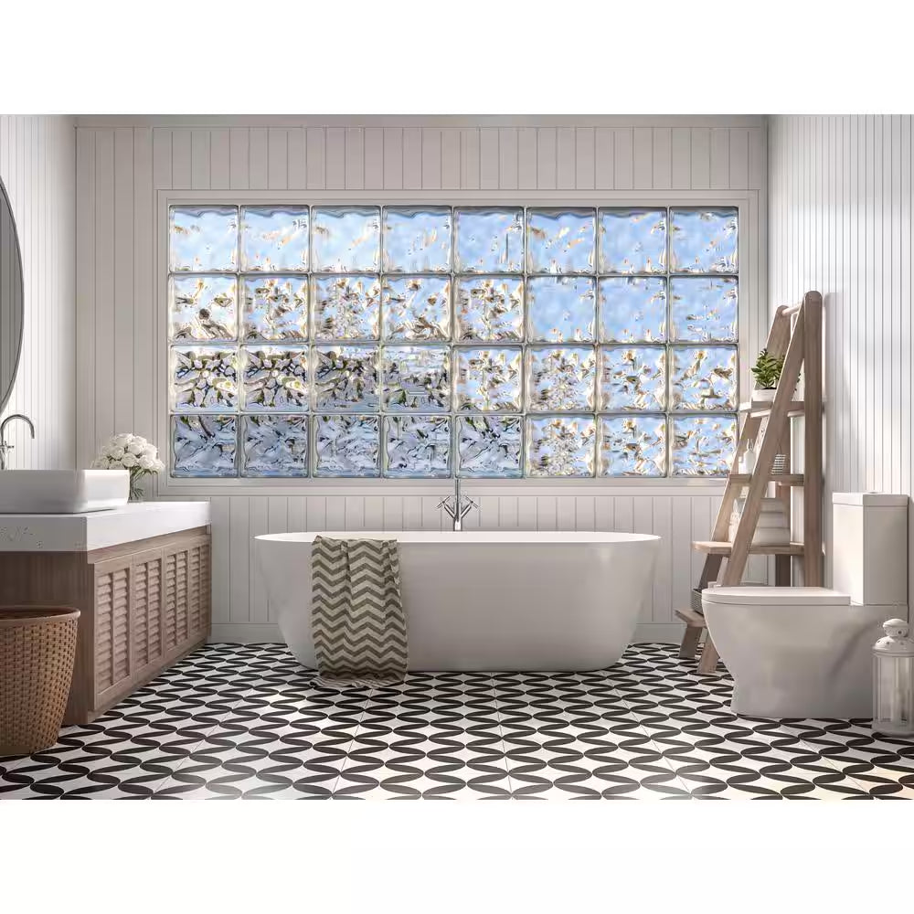 Nubio 4 In. Thick Series 12 In. X 12 In. X 4 In. (3-Pack) Wave Pattern Glass Block (Actual 11.75 X 11.75 X 3.88 In.)