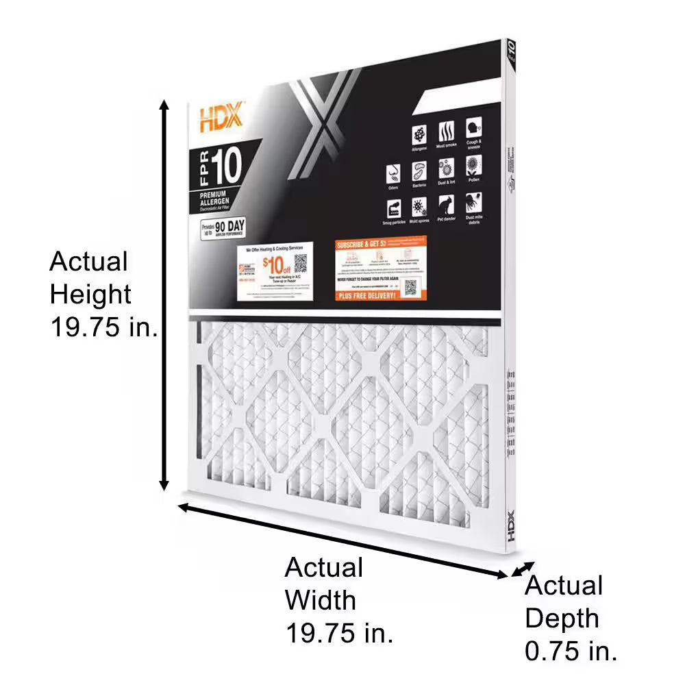 20 In. X 20 In. X 1 In. Premium Pleated Furnace Air Filter FPR 10, MERV 13