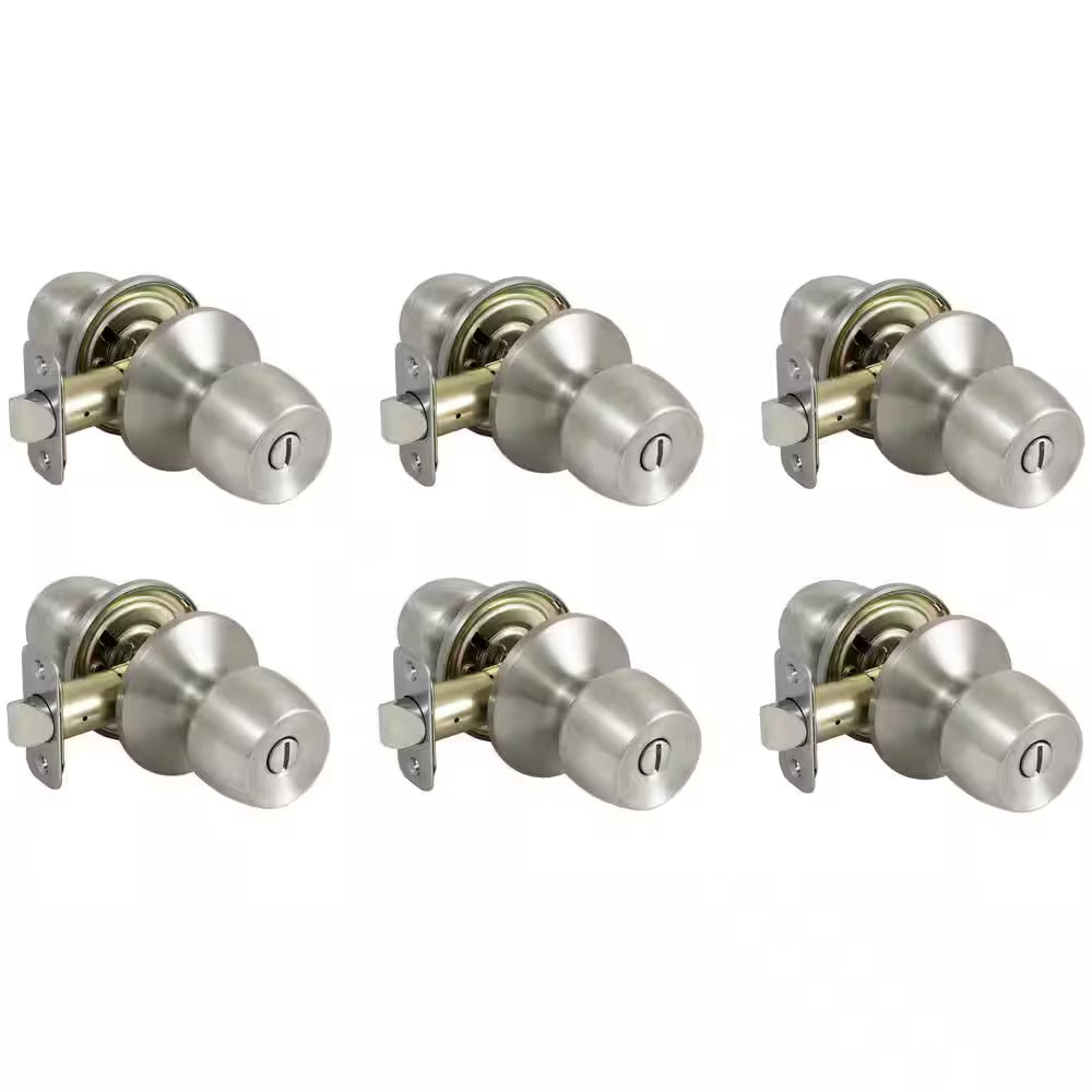 Brandywine Stainless Steel Bed/Bath Door Knob (6-Pack)