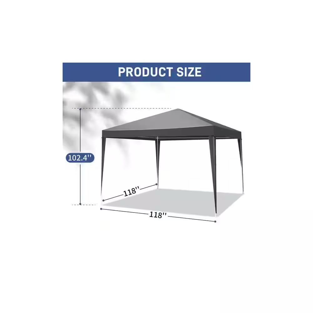 10 Ft. X 10 Ft. Gazebo Waterproof Outdoor Canopy Patio Tent Party Tent for Wedding BBQ Cater, Black