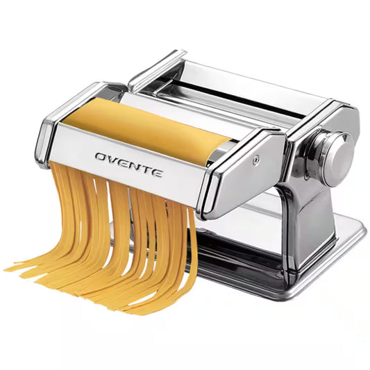 150 Mm Silver Stainless Steel Manual Pasta Maker with 7 Thickness Settings and 3 Premium Attachments