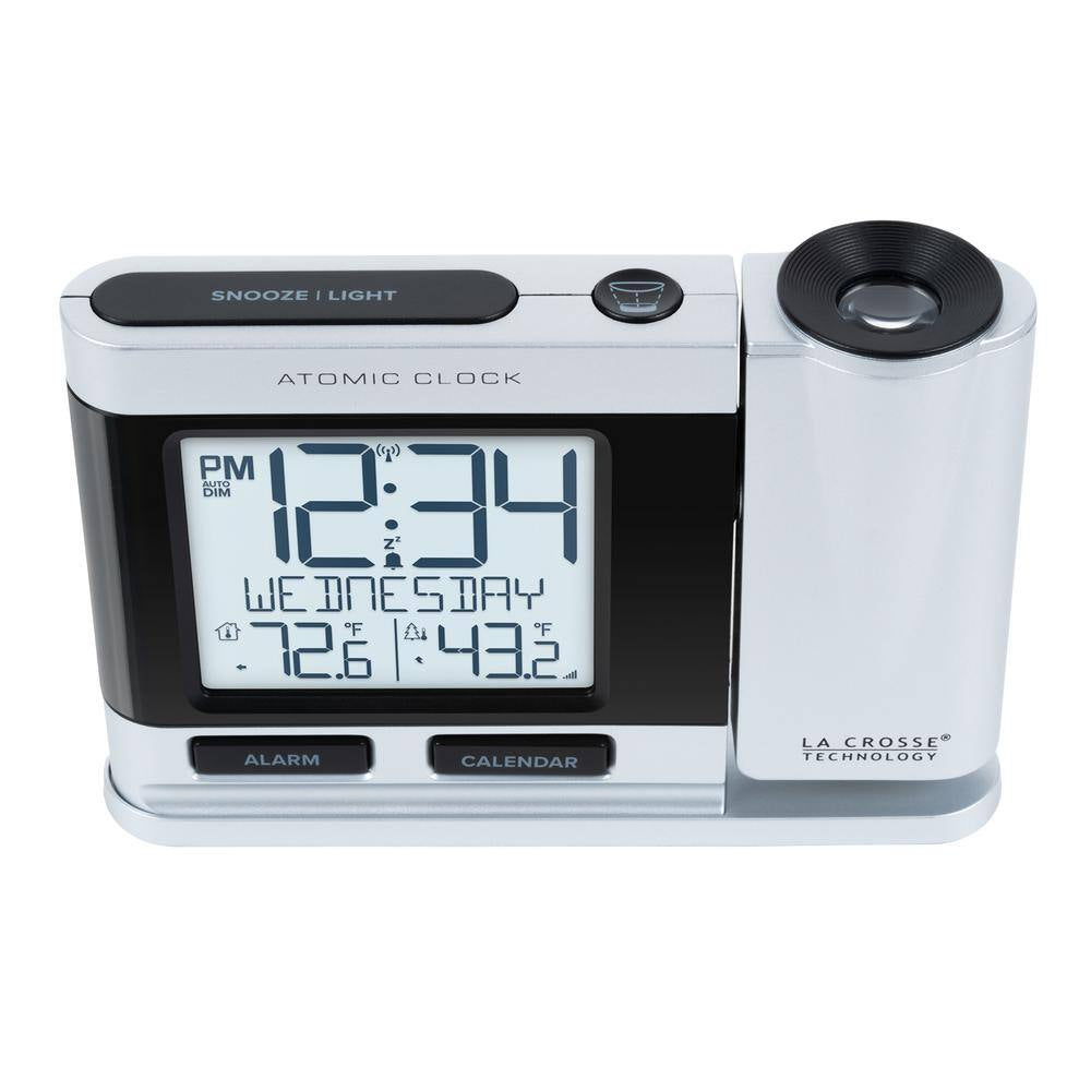 Silver Atomic Projection Alarm Clock with Temperature
