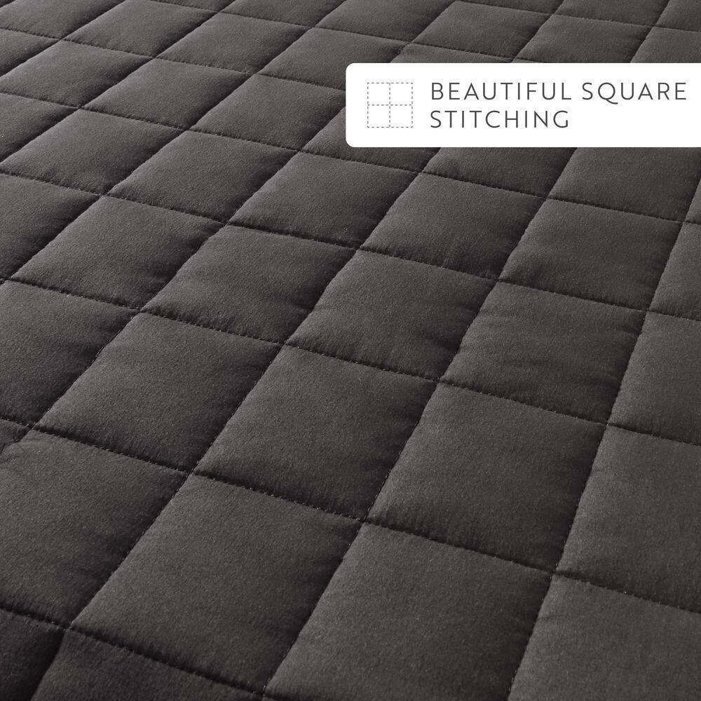 Square Gray Queen Performance Quilted Coverlet Set