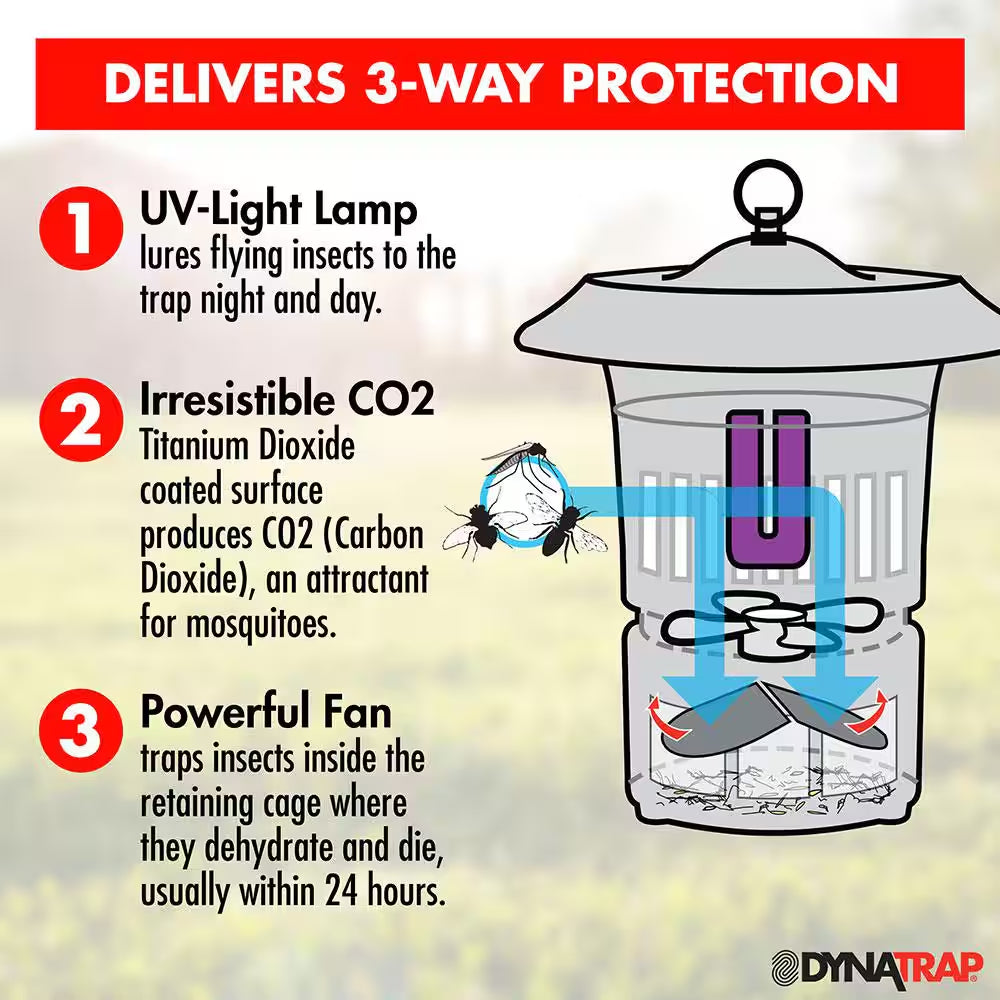 1/2-Acre Mosquito and Insect Trap with Optional Wall Mount - Durable, All-Weather, Mounting Hardware Included