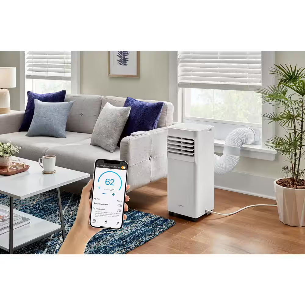 6,000 (DOE) BTU 115-Volt Portable Air Conditioner Cools 250 Sq. Ft. with Remote in White, Powered by Hubspace