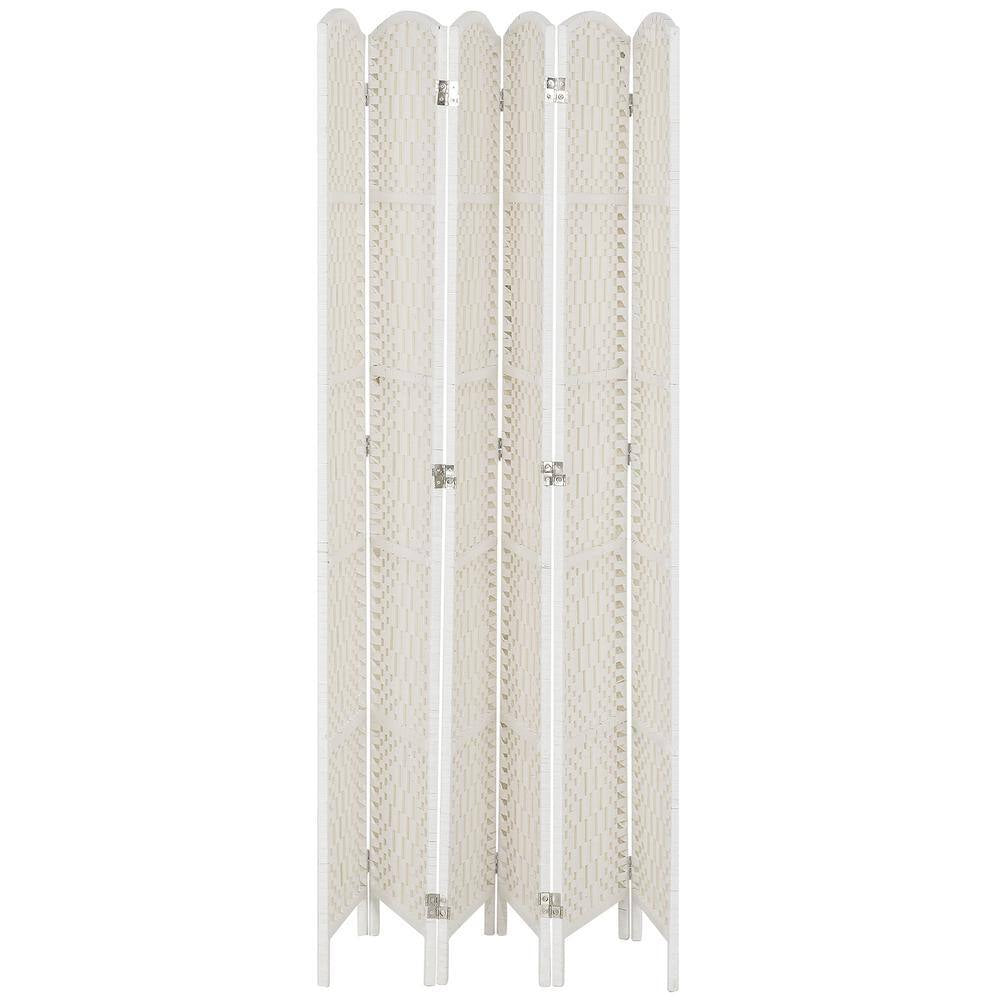 70.9 In. Room Divider, 6 Panels Folding Privacy Screen, Portable Wicker Weave Partition Wall Divider for Bedroom