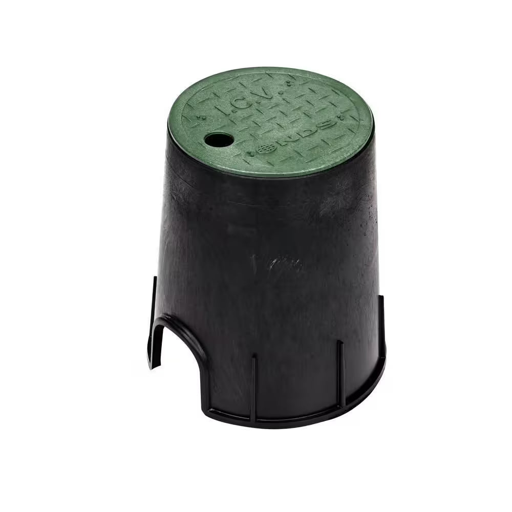 6 In. round Valve Box and Cover, Black Box, Green ICV Cover