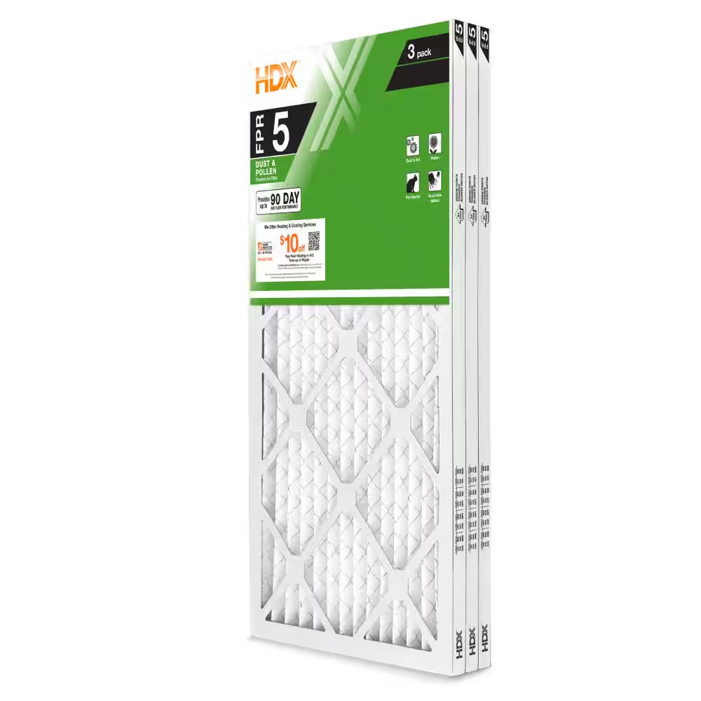 14 In. X 30 In. X 1 In. Standard Pleated Furnace Air Filter FPR 5, MERV 8 (3-Pack)