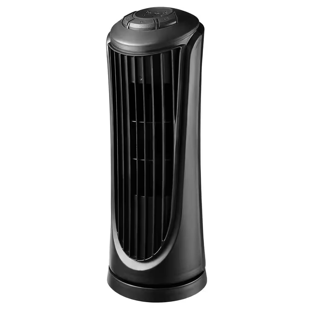 14 In. Oscillating Personal Desk Tower Fan in Black