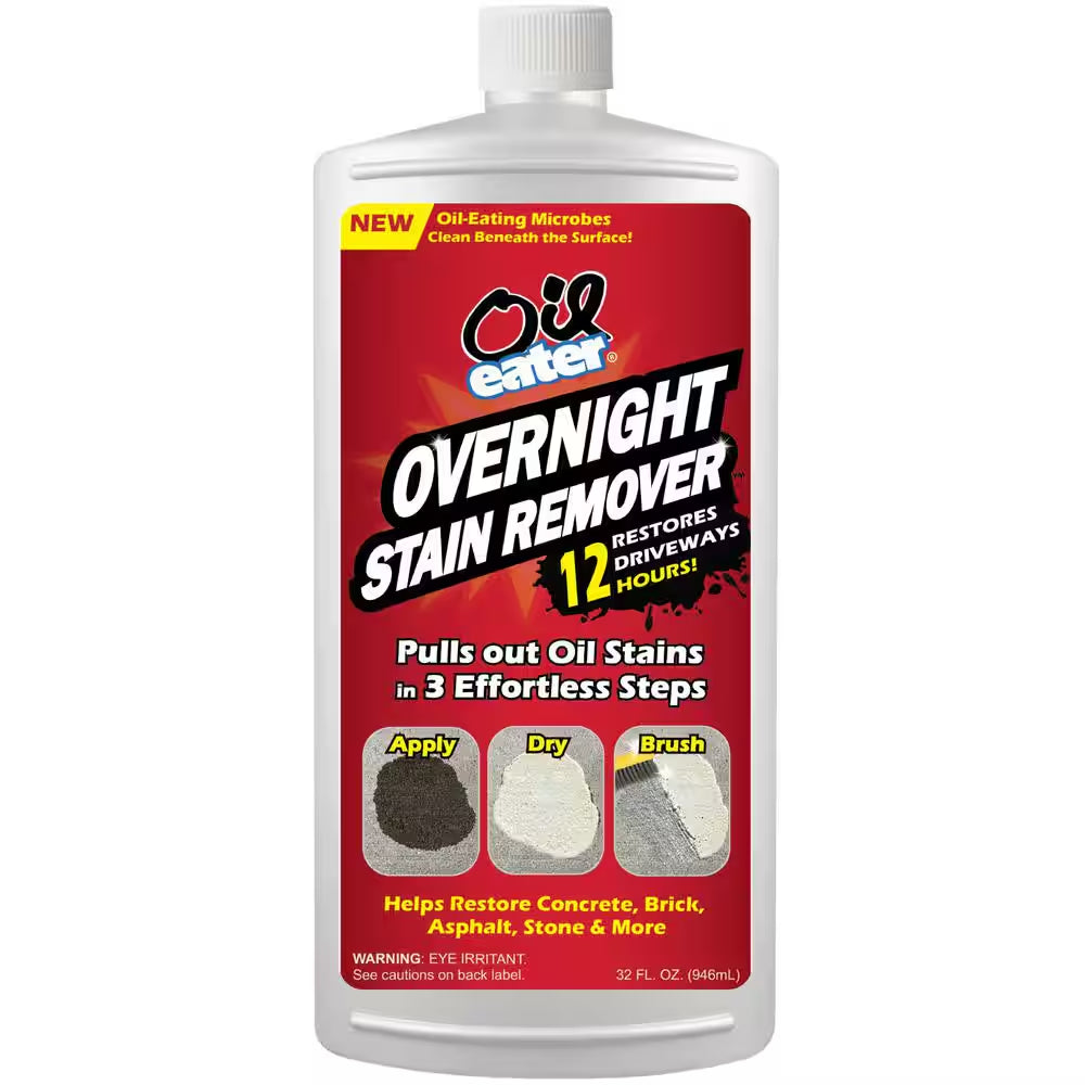 32 Oz. Overnight Stain Remover for Cleaning Oil Stains on Concrete, Driveway, Pavers and Garage Floors (1-Pack)
