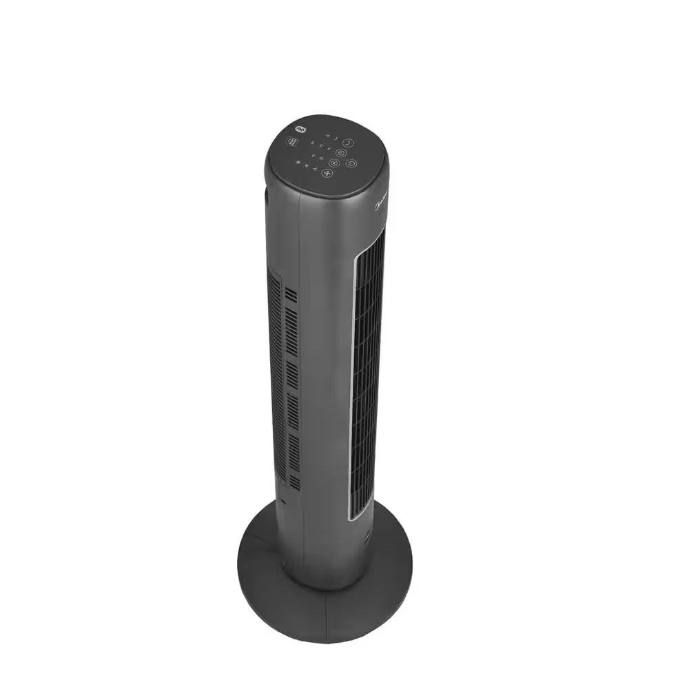 42 In. 3-Speeds Tower Fan in Gray with Wi-Fi, Sleep Mode, 60° Oscillation, 7-Hours Timer, Aromatherapy Box, Negative Ion
