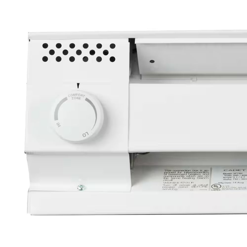 Single-Pole 22 Amp Line Voltage 120/240-Volt Mechanical Electric Baseboard Heater Mounted Thermostat in White