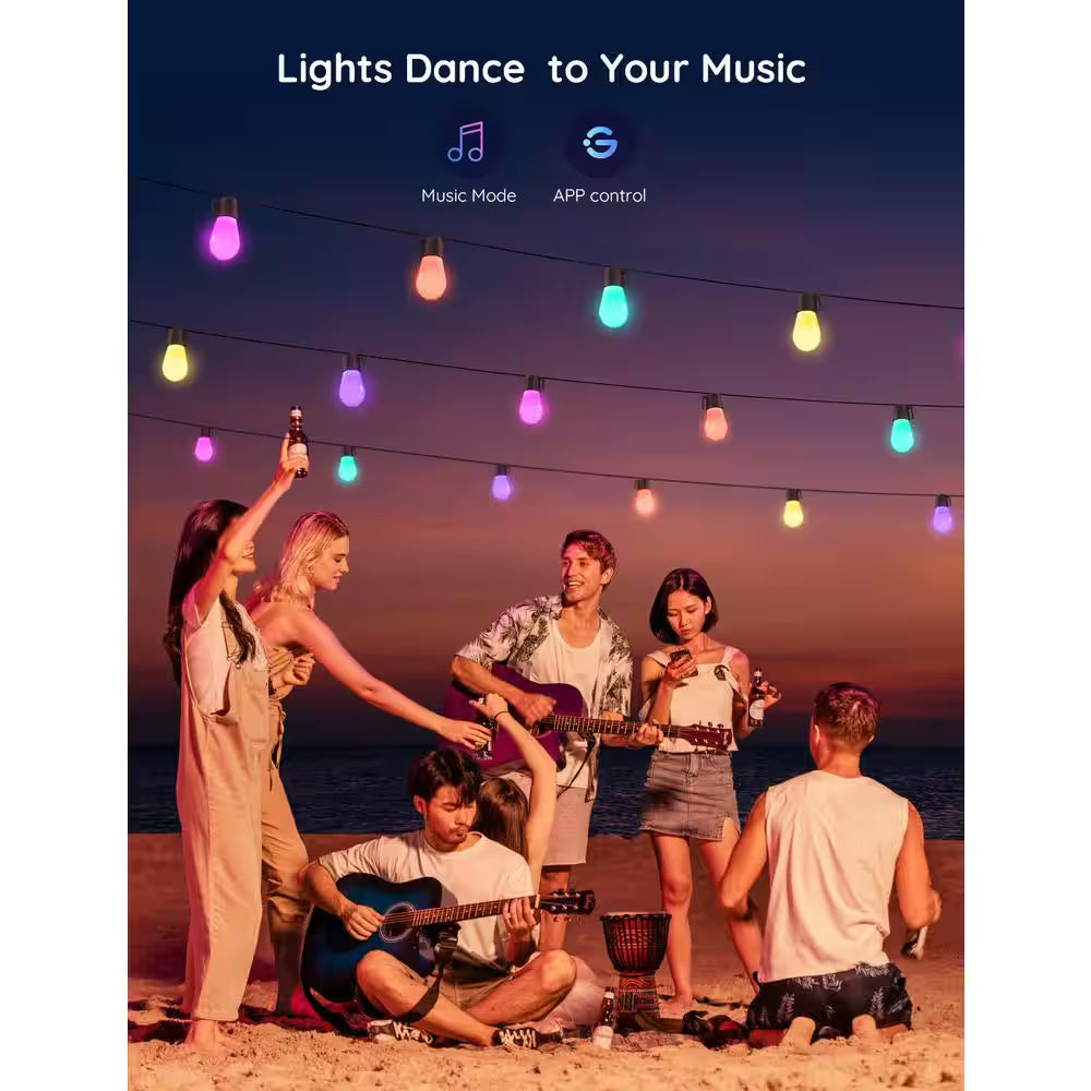 Lynx Dream 48 Ft. Outdoor Plug-In LED Input Smart Edison Bulb Wi-Fi Enabled String Light (15-Bulbs)