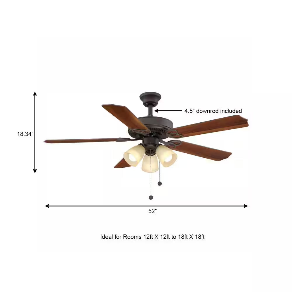 Brookhurst 52 In. LED Indoor Oil Rubbed Bronze Ceiling Fan with Light Kit