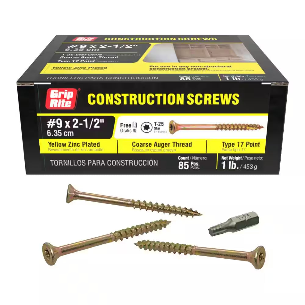 #9 X 2-1/2 In. Star Drive Dual Flat Head Coarse Thread Construction Screws 1 Lb. Box