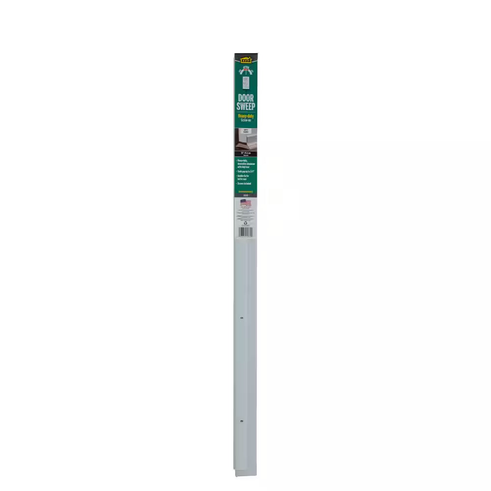 Heavy Duty 2 In. X 3/4 In. Interior/Exterior White Aluminum and Vinyl Screw-On Door Sweep