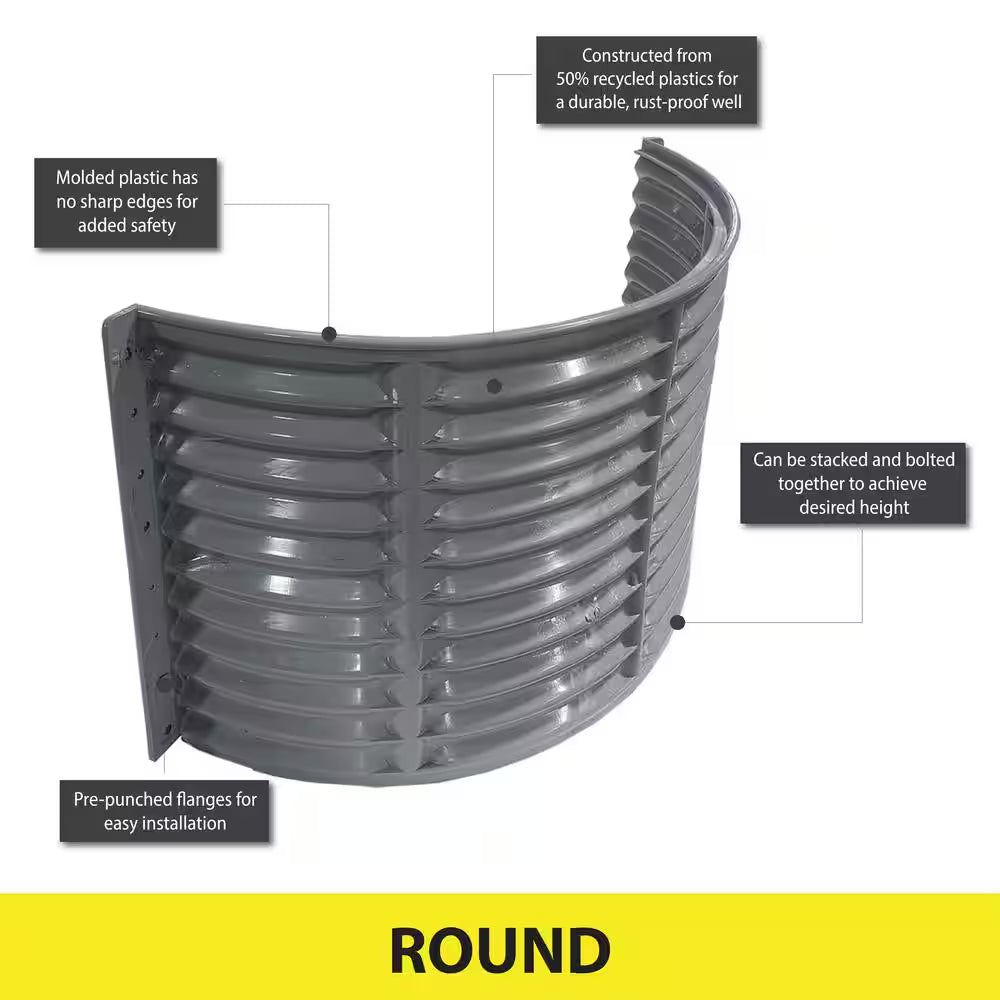 37 In. X 24 In. round Plastic Window Well