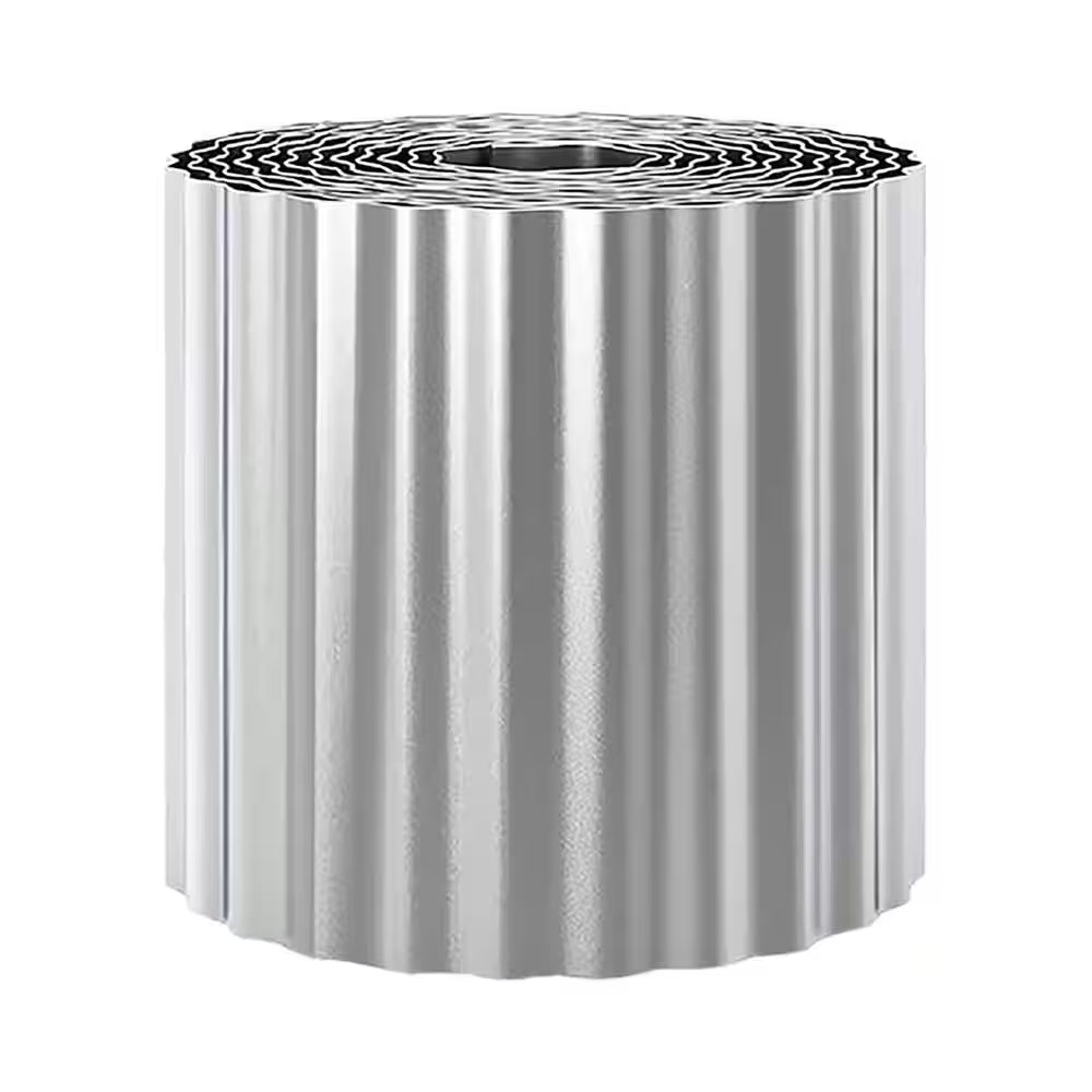 120 In. X 8 In. Silver Metal Corrugated Garden Edging, Strong Galvanized Iron Edging Strips with Rolled Edge Design