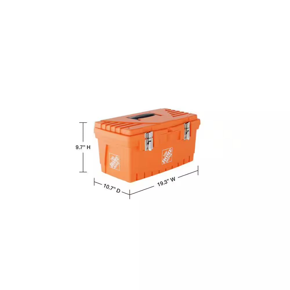 19 In. Plastic Portable Toolbox with Removable Tray in Orange