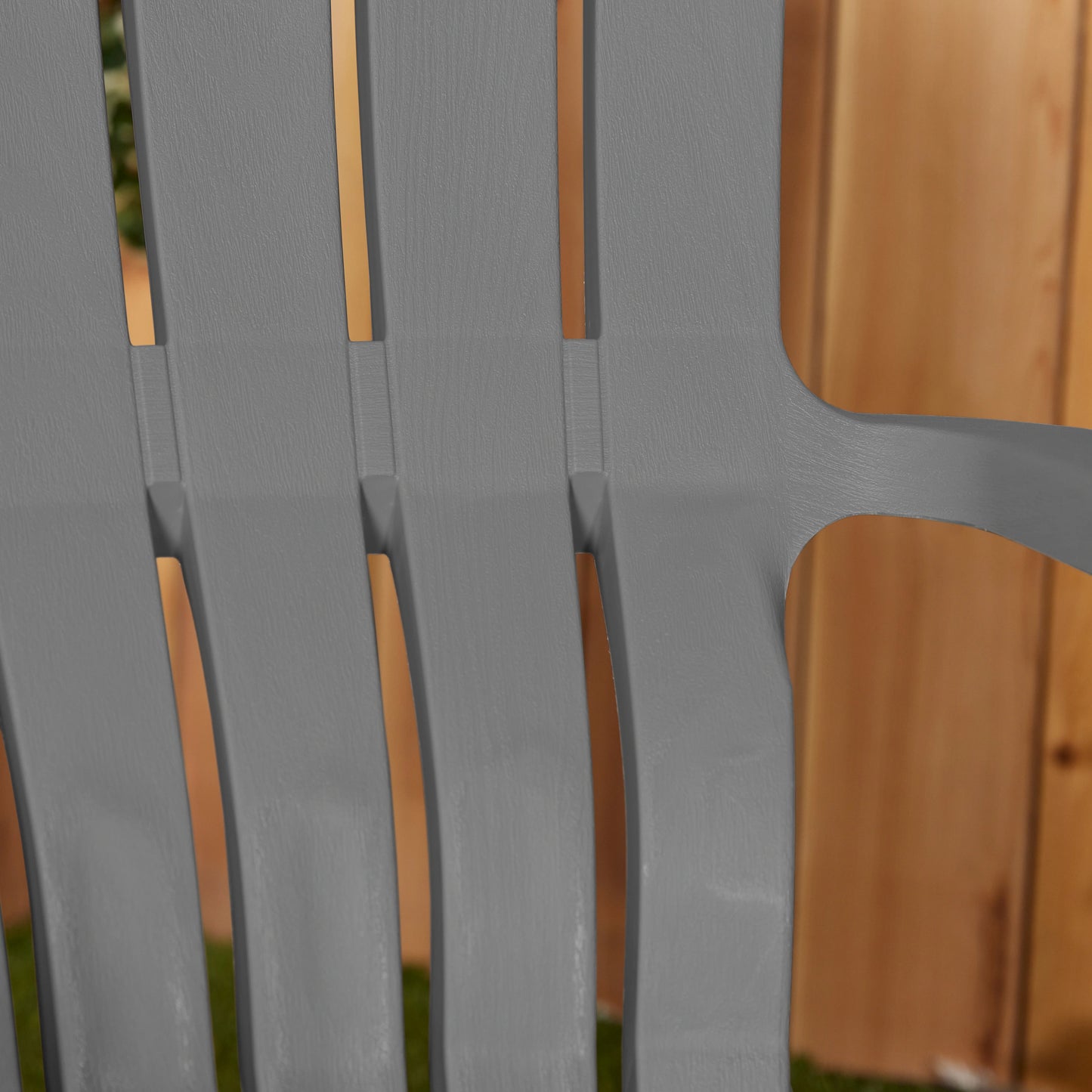 PATIO Realcomfort Stackable Charcoal Resin Frame Stationary Adirondack Chair with Slat Seat