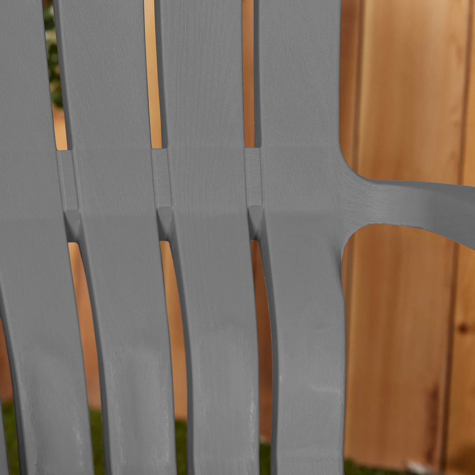 PATIO Realcomfort Stackable Charcoal Resin Frame Stationary Adirondack Chair with Slat Seat