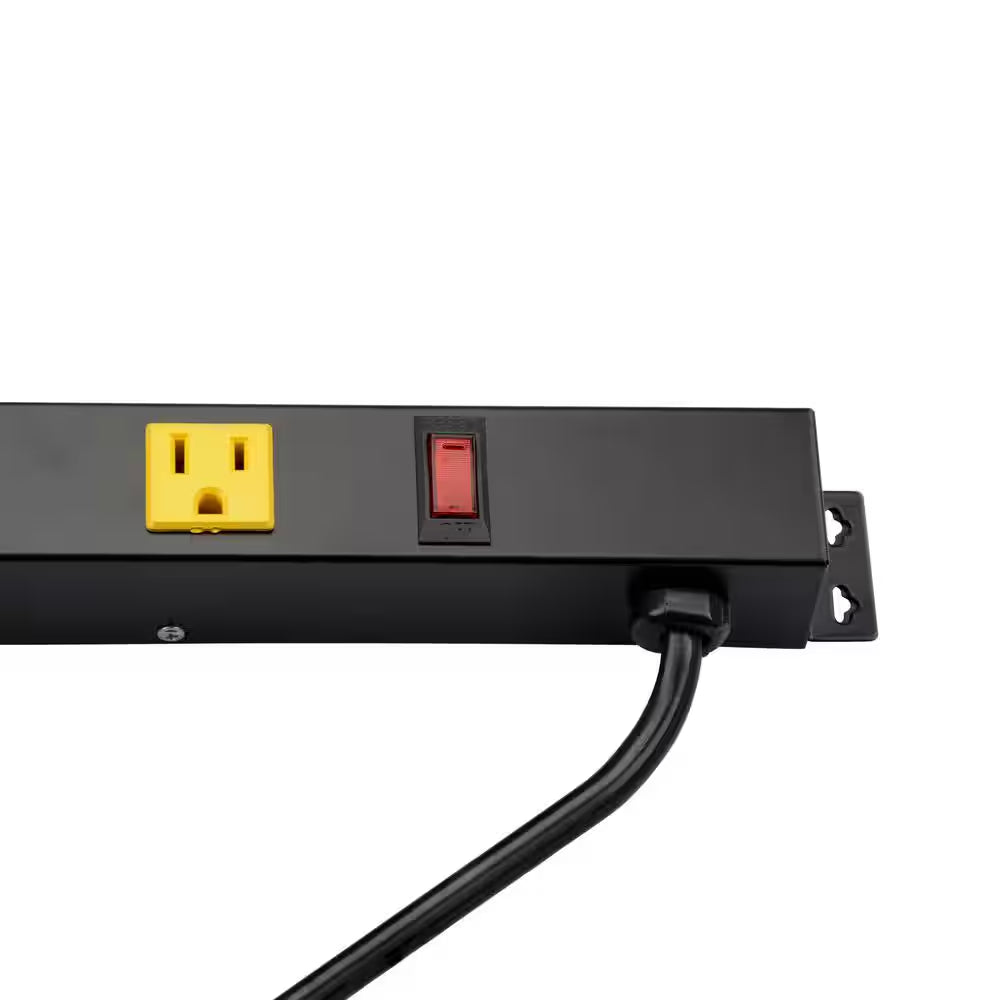 6-Outlet Metal Spaced Power Strip with 3 Ft. Cord