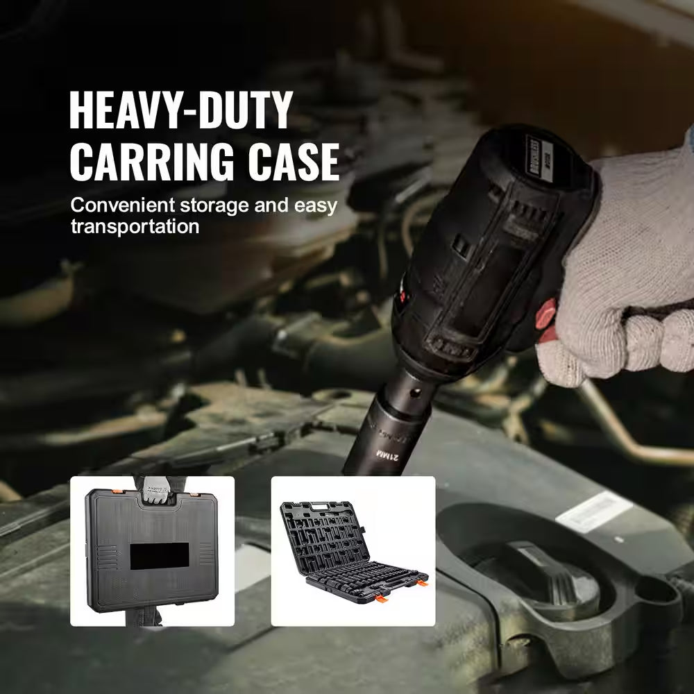 1/2 In. Drive Impact Socket Set,65 Piece Socket Set SAE 3/8 In. to 1-1/4 In. and Metric 10-24Mm,6 Point Cr-V Alloy Steel