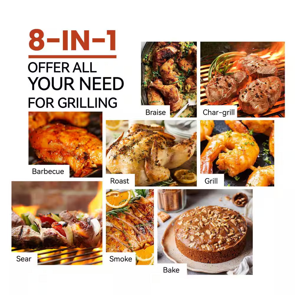 585 Sq. In. Pellet Grill in Silver with Stainless Steel Lid and Grease Bucket