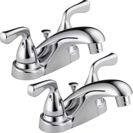 Foundations 4 In. Centerset 2-Handle Bathroom Faucet in Polished Chrome (2-Pack)
